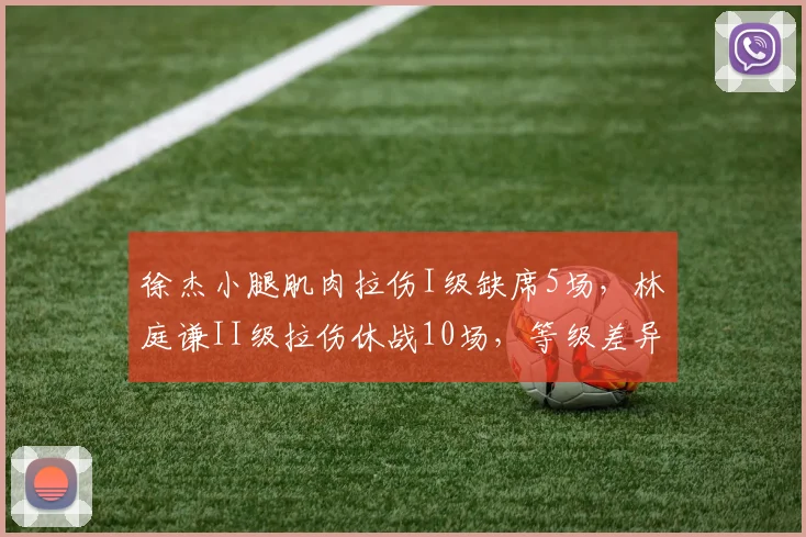 徐杰小腿肌肉拉伤I级缺席5场,林庭谦II级拉伤休战10场,等级差异明显